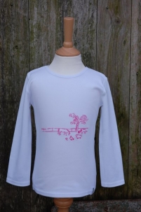 Embroidered Farm Scene Long Sleeved Tee Pink