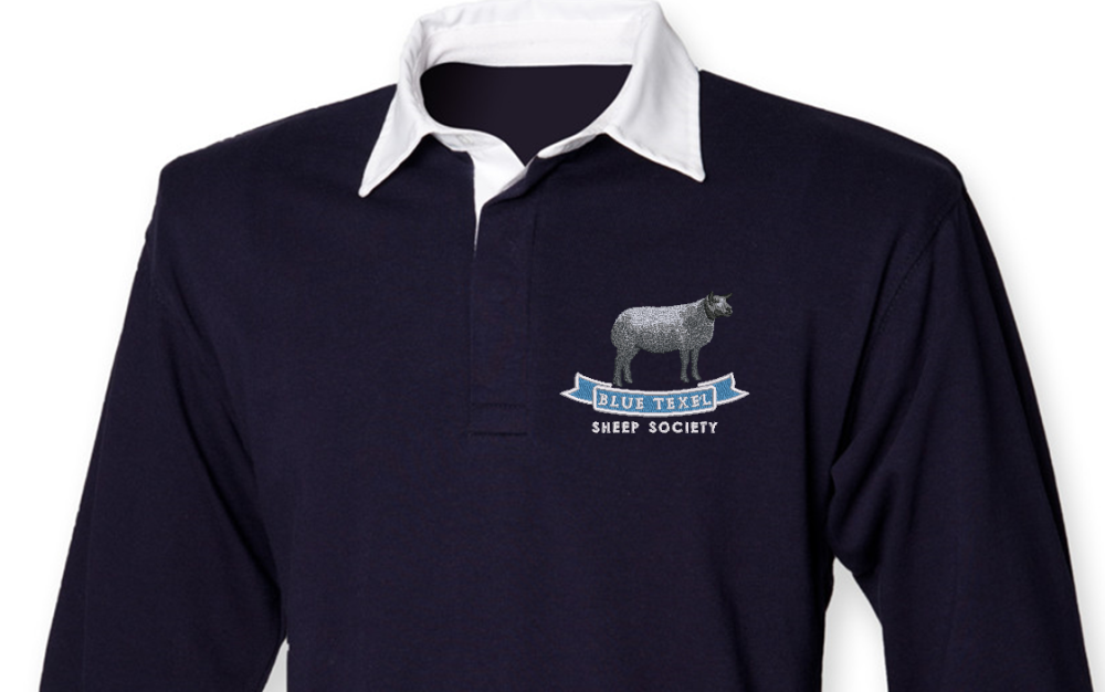 Blue Texel Sheep Society Men's Rugby Shirt