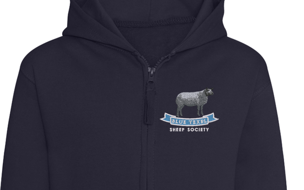 Blue Texel Sheep Society Children's Zip-Up Hoodie